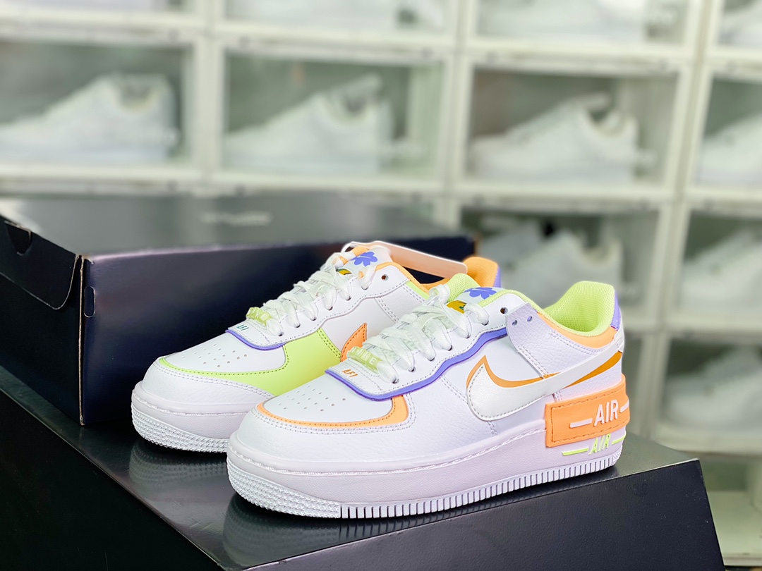 200 WMNS Air Force 1 Shadow”Multi-Color”板鞋“白黄浅紫绿”DX3718-100