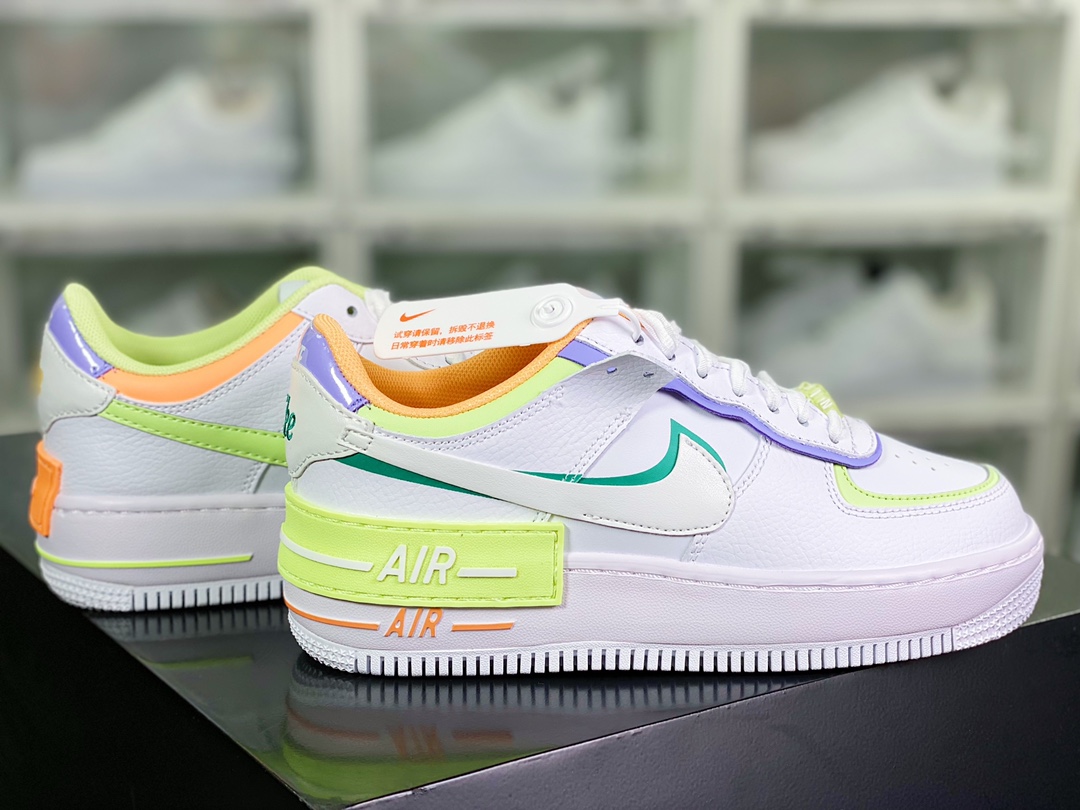 200 WMNS Air Force 1 Shadow”Multi-Color”板鞋“白黄浅紫绿”DX3718-100