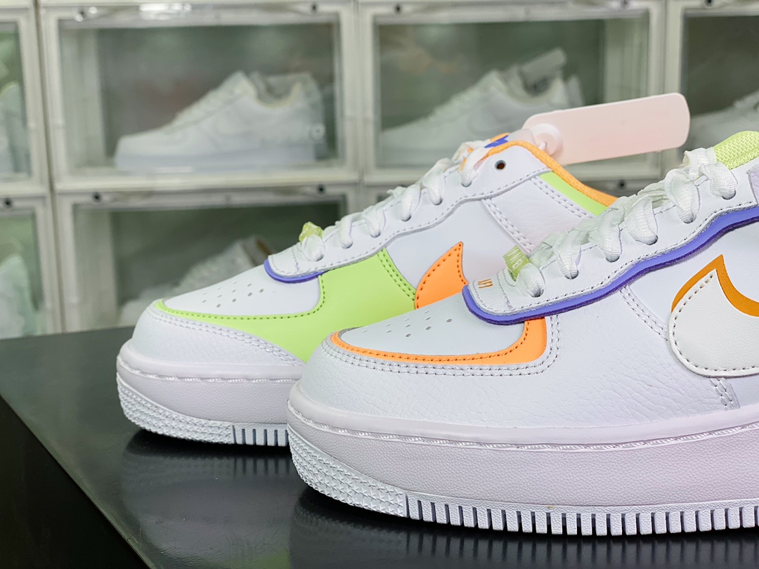 200 WMNS Air Force 1 Shadow”Multi-Color”板鞋“白黄浅紫绿”DX3718-100