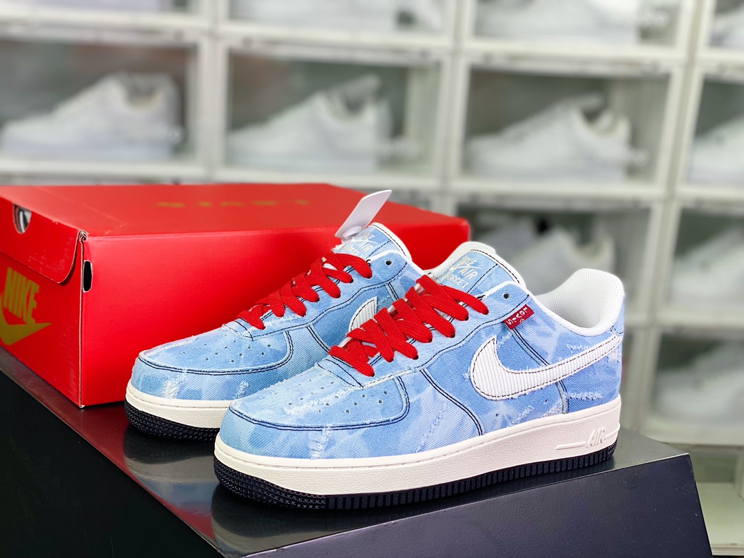 240 Levi's x 【Nike】 Air Force 1 07 Low”Exclusive Denim”空军一号经“水洗浅蓝白磨破牛仔布”LE5050-012