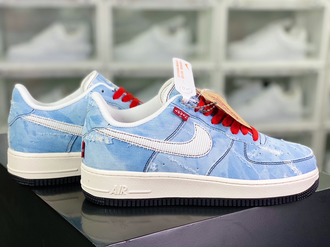 240 Levi's x 【Nike】 Air Force 1 07 Low”Exclusive Denim”空军一号经“水洗浅蓝白磨破牛仔布”LE5050-012