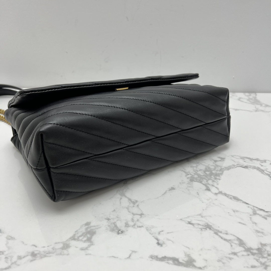 Tory Burch ～TORYBURCH 新款 90446 KITA CHEVRON 羊皮女生单肩 斜挎包 黑色 白色 尺寸 27