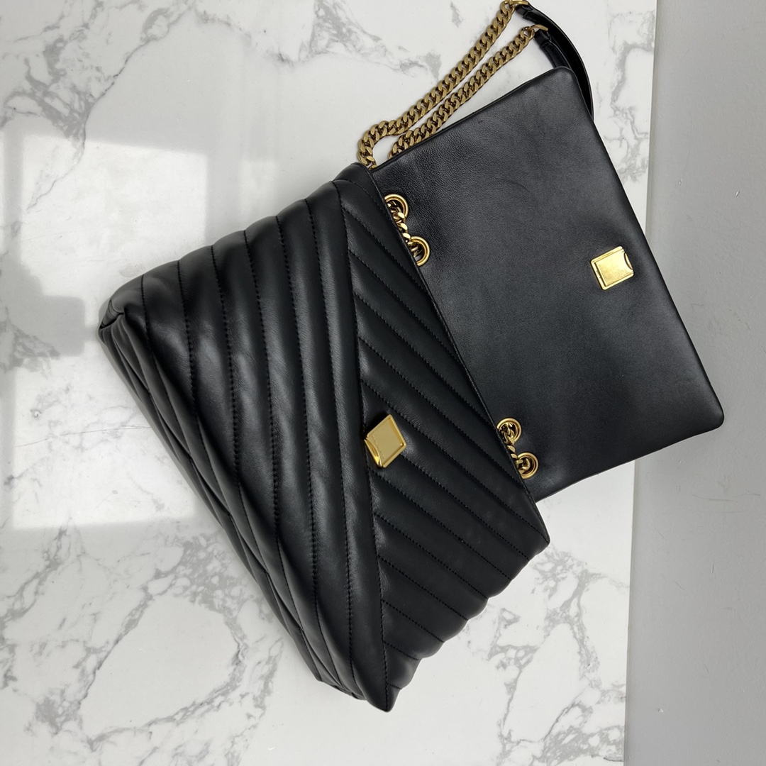Tory Burch ～TORYBURCH 新款 90446 KITA CHEVRON 羊皮女生单肩 斜挎包 黑色 白色 尺寸 27