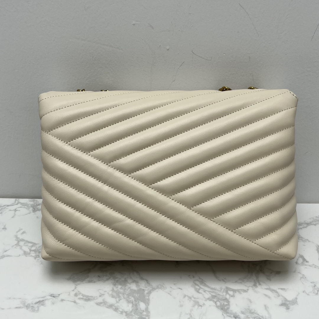 Tory Burch ～TORYBURCH 新款 90446 KITA CHEVRON 羊皮女生单肩 斜挎包 黑色 白色 尺寸 27