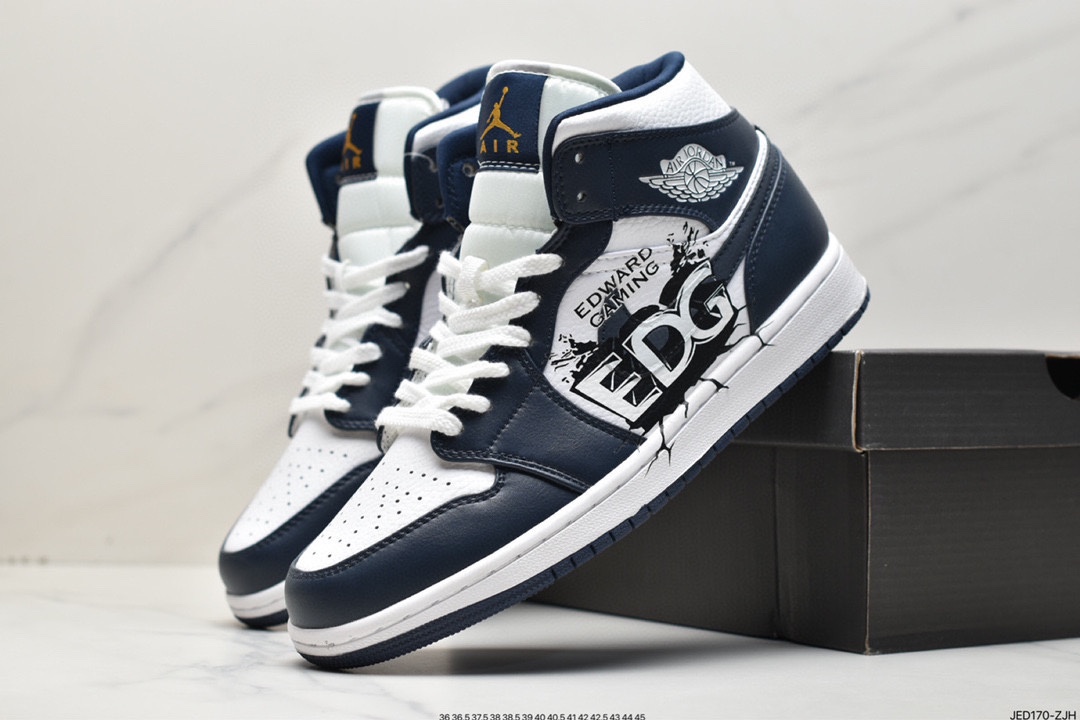 120 乔丹 AJ1 中帮 灰蓝色 EDG联名 电竞 英雄联盟 554724-058