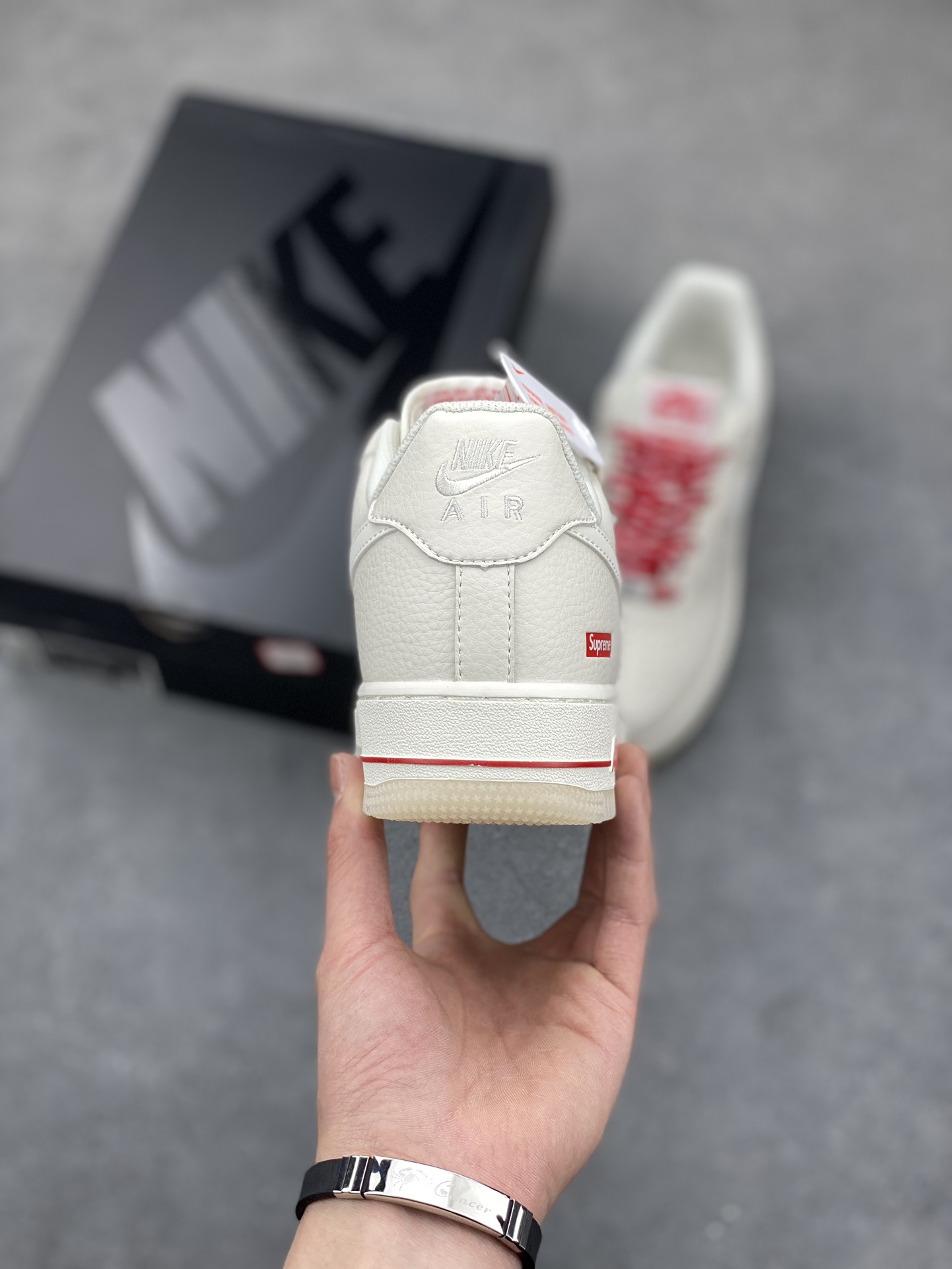 Nike Air Force 1 '07 Low Supreme Collab Sneakers - Cream/Red 5 i1679771326 2183 3