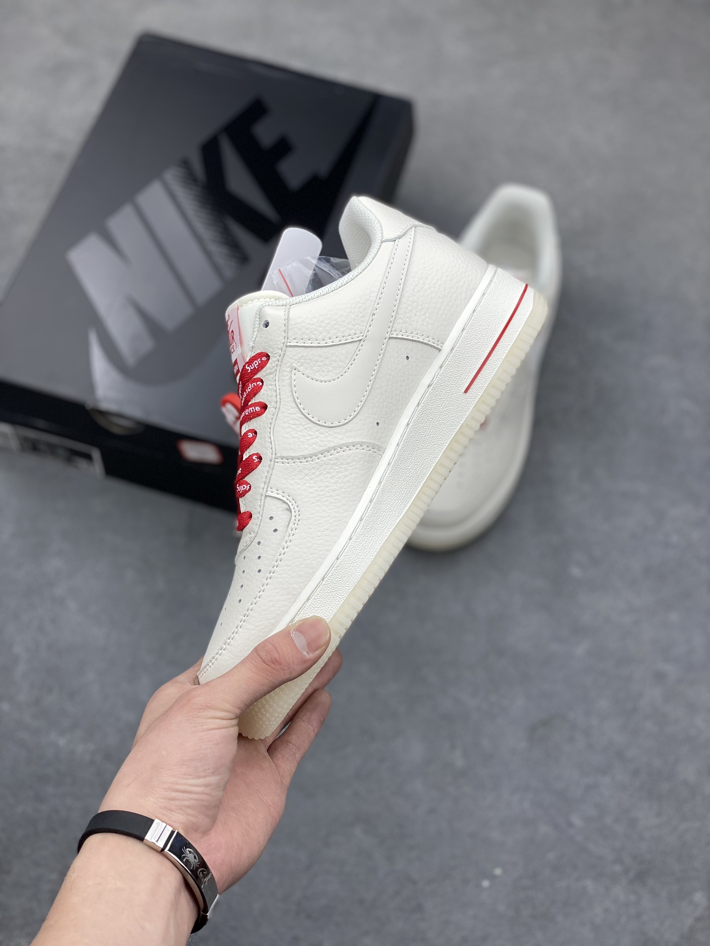 Nike Air Force 1 '07 Low Supreme Collab Sneakers - Cream/Red 4 i1679771326 4119 2