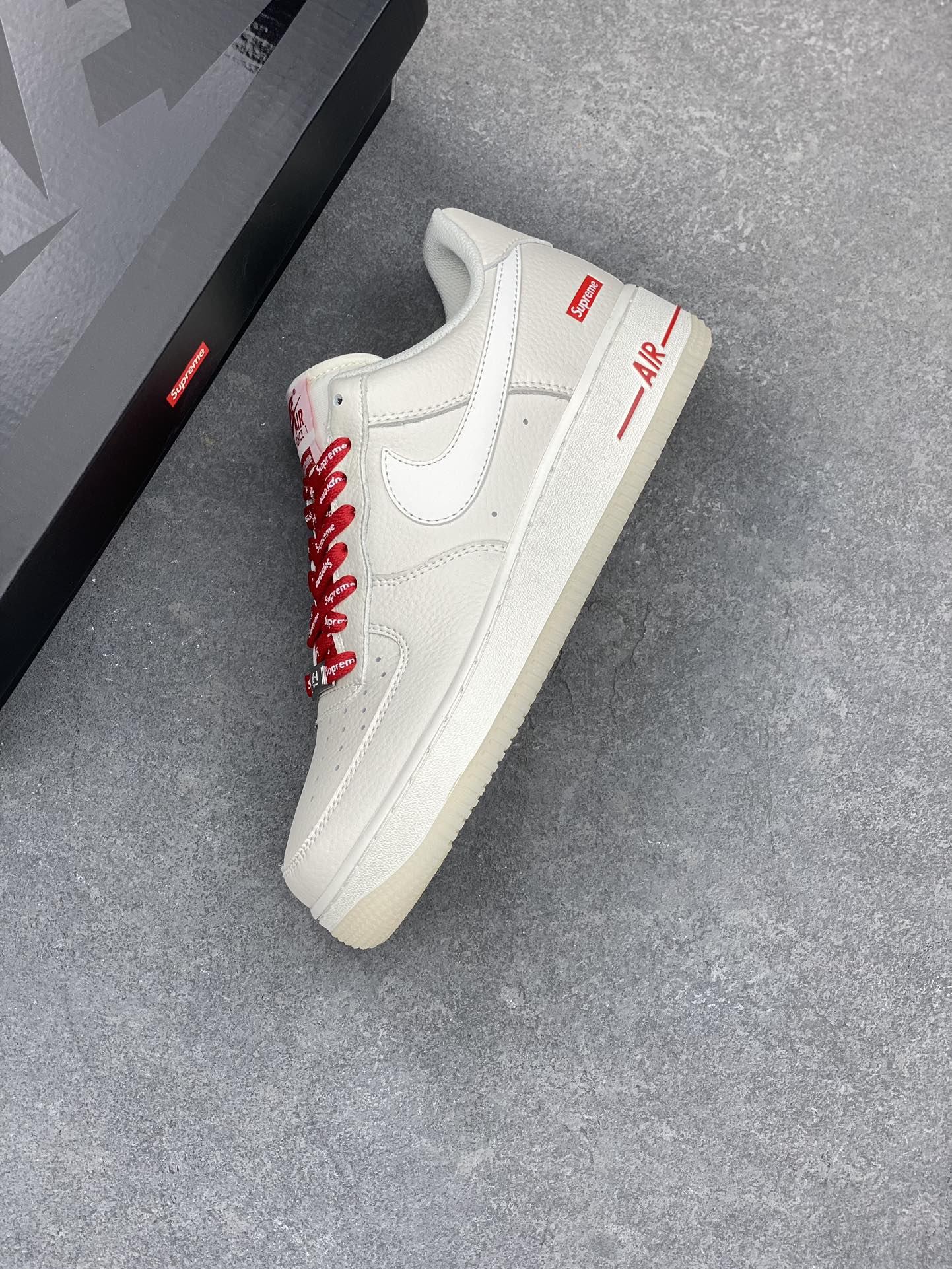 Nike Air Force 1 '07 Low Supreme Collab Sneakers - Cream/Red 8 i1679771326 5161 6