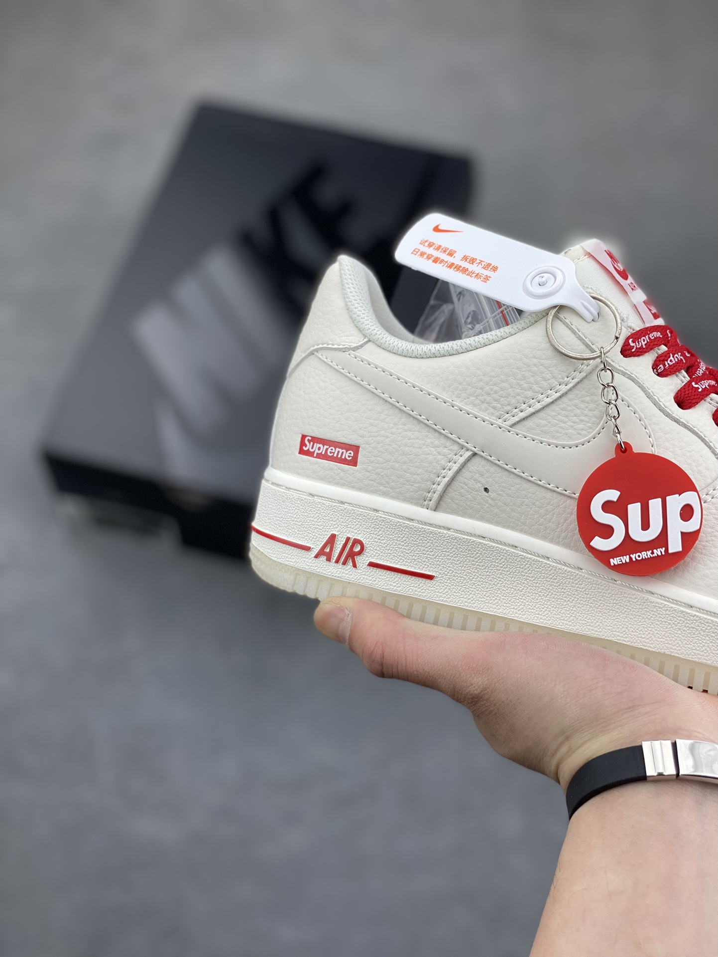 Nike Air Force 1 '07 Low Supreme Collab Sneakers - Cream/Red 6 i1679771326 9216 4