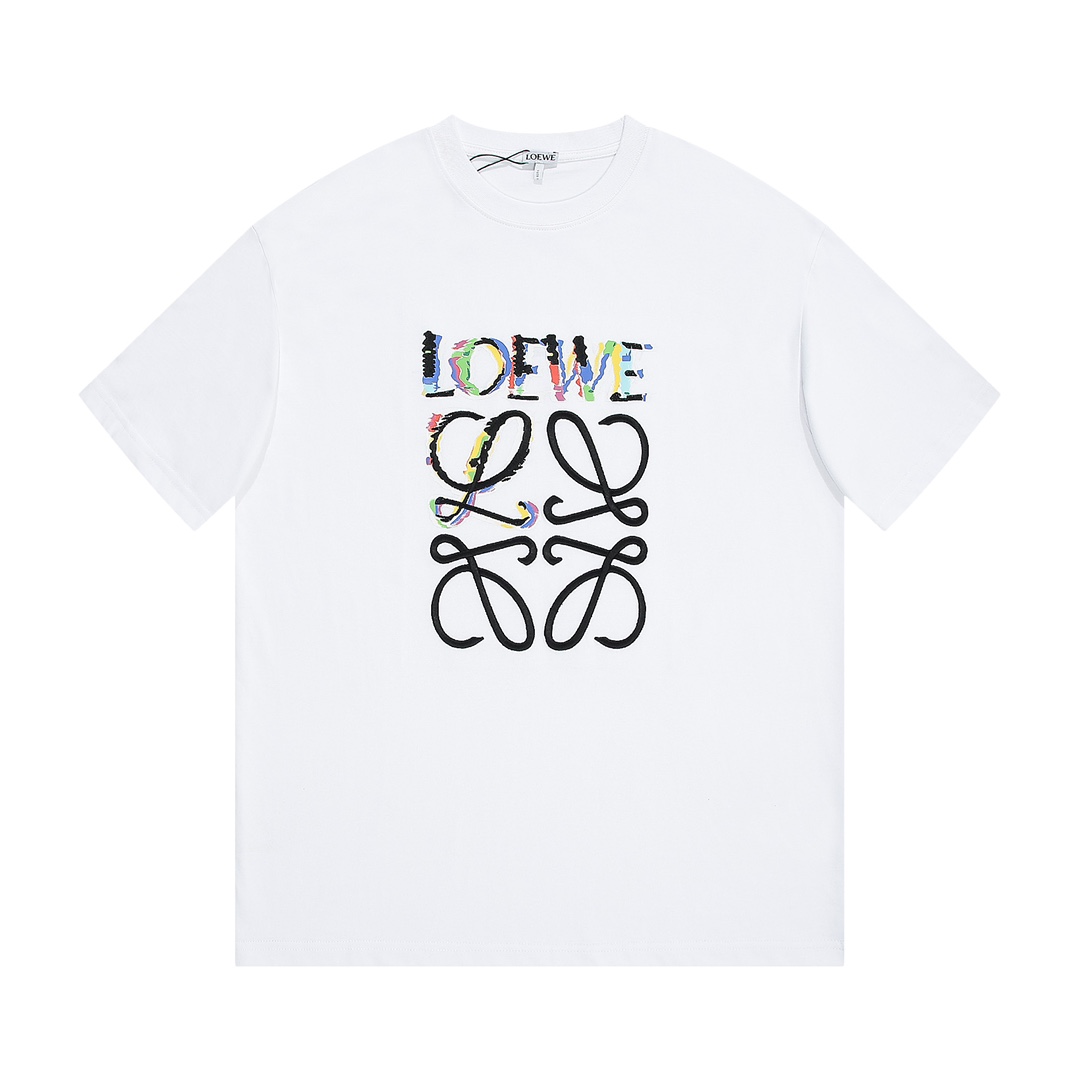 Loewe Clothing T-Shirt Embroidery Unisex Cotton Knitting
