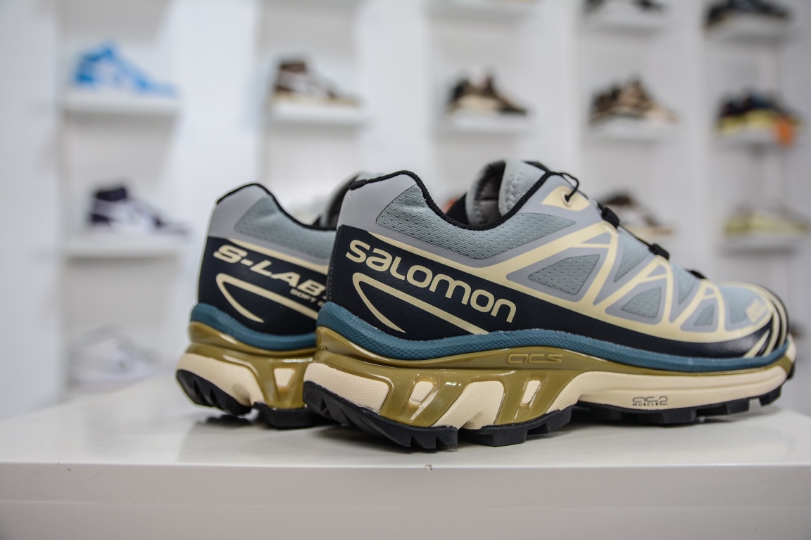 350 纯原版本 Salomon 萨洛蒙 XT-6 迷雾蓝 复古机能潮流休闲跑鞋 414551