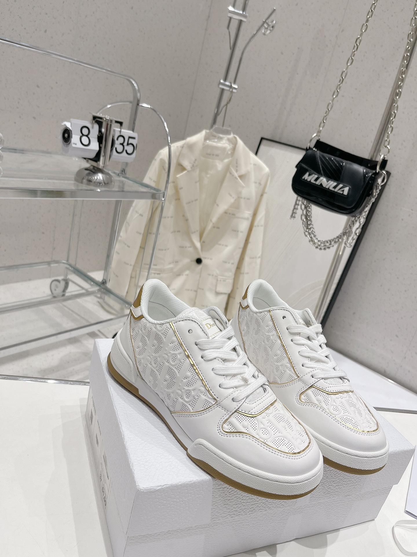Dior Replica
 Skateboard Shoes Sneakers White Openwork Women Cowhide TPU Oblique Casual