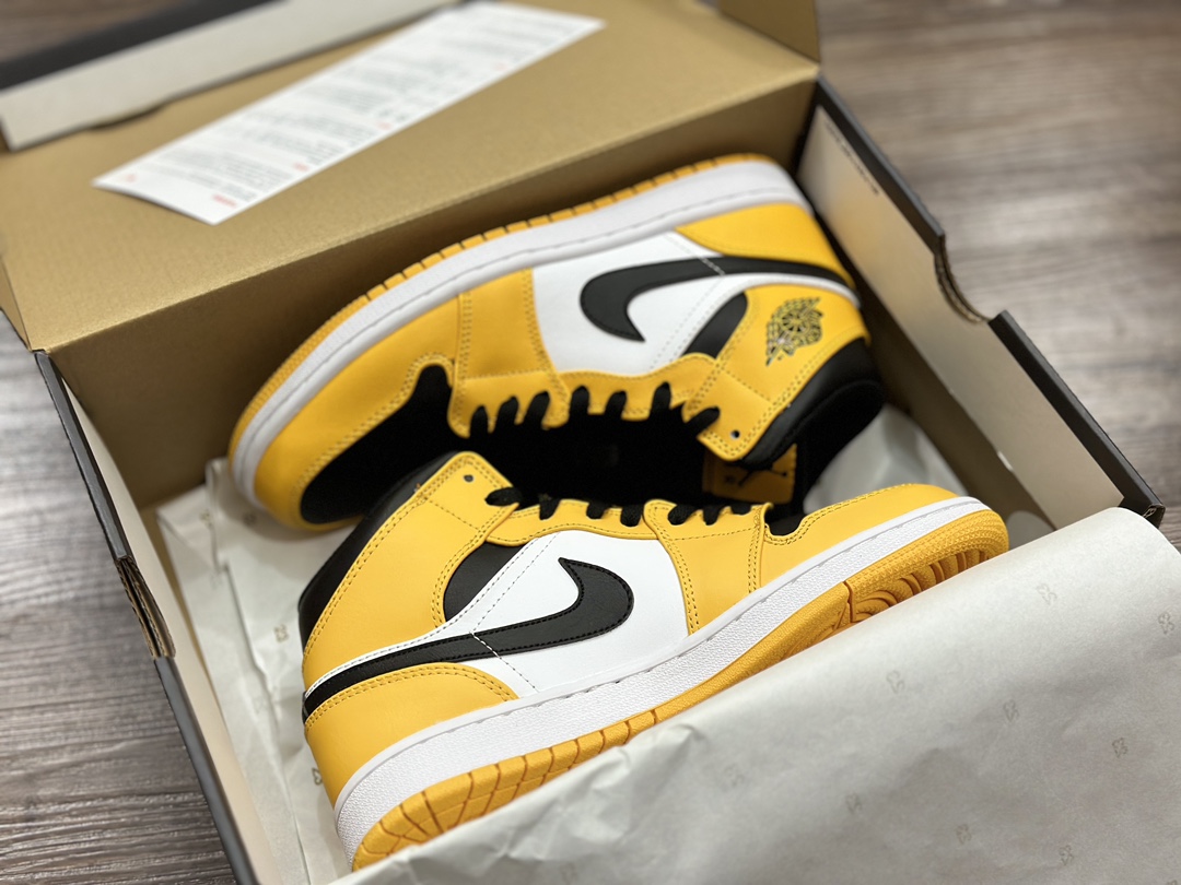 220 Nike Air Jordan 1 mid AJ中帮 黑黄 554724-701