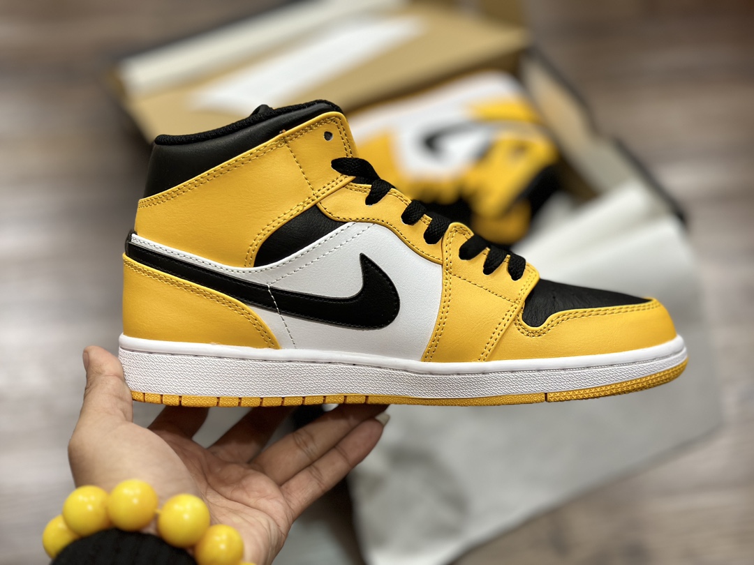 220 Nike Air Jordan 1 mid AJ中帮 黑黄 554724-701