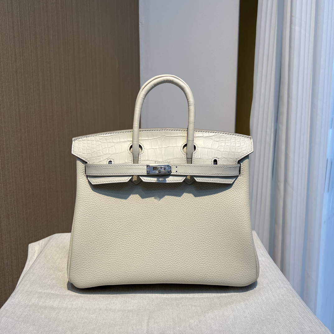 Hermes Birkin Bags Handbags White Sewing Silver Hardware