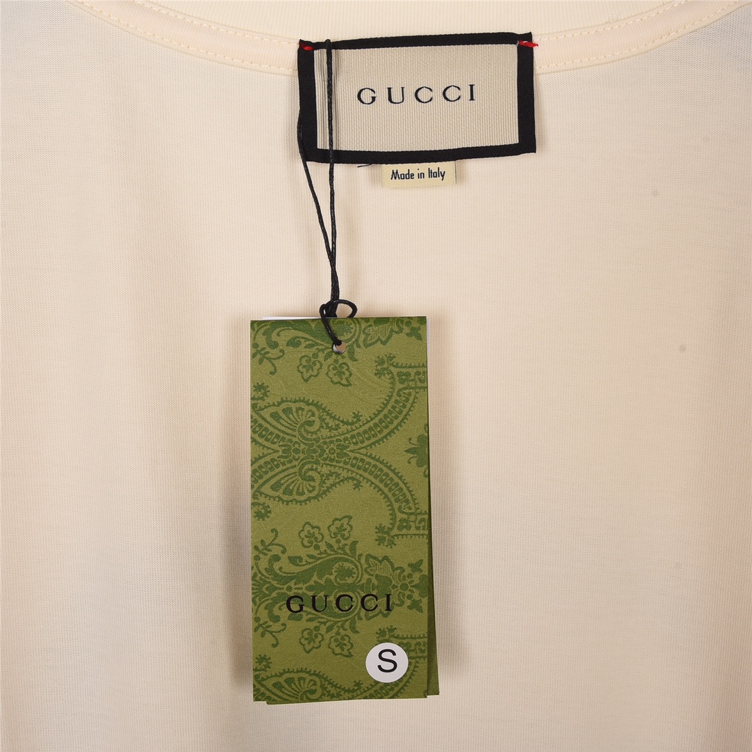 上新170 GUCCI 古驰 23Fw春夏最新双G绿色双G字母印花短袖