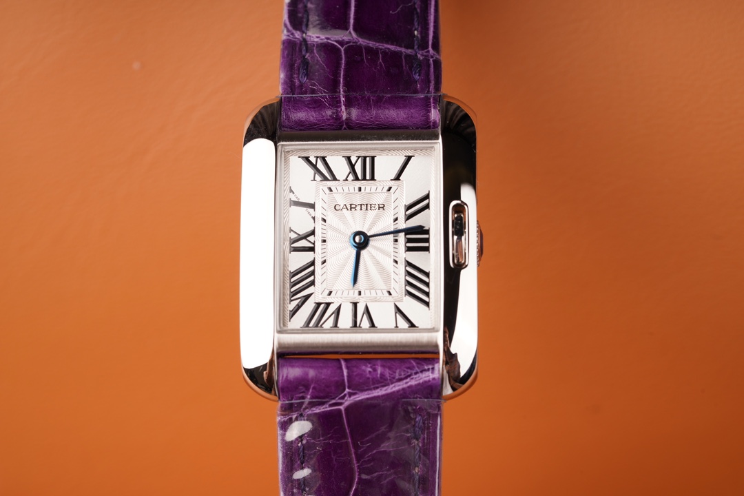Cartier Luxury
 Watch Blue Gold Platinum White Set With Diamonds Crocodile Leather Quartz Movement Stainless Steel Strap