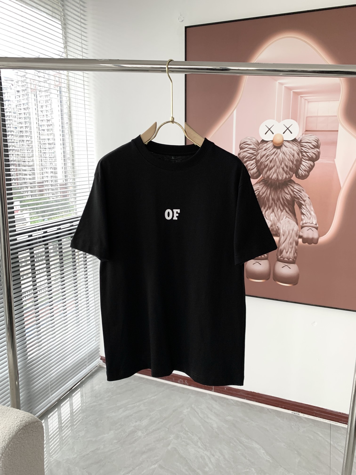 P75 💥 Camiseta de manga corta con cuello redondo de OFF, nueva temporada de verano. Tejido de algodón puro d…