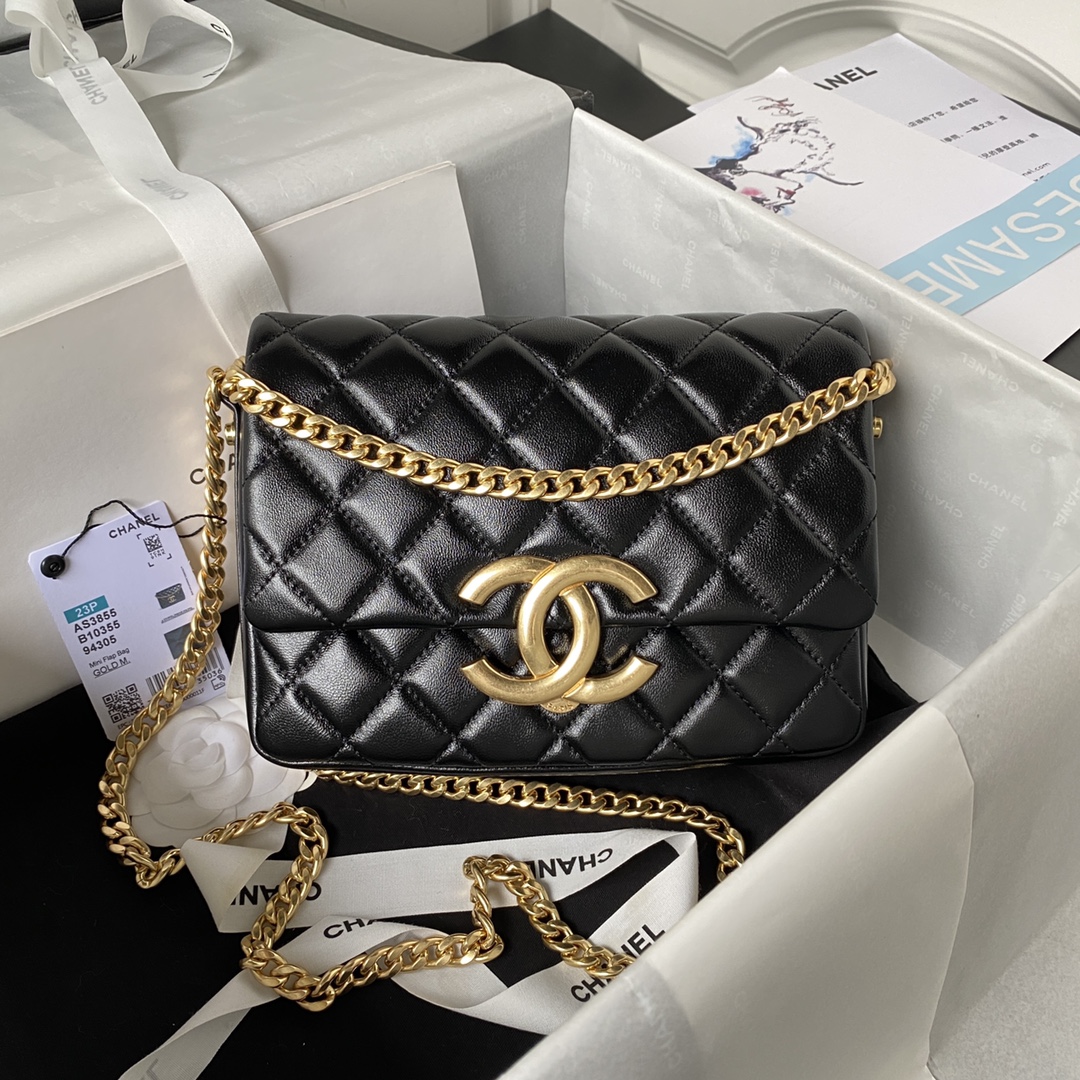 Chanel Tassen Schoudertas Zwart Oliewasleer Vintage