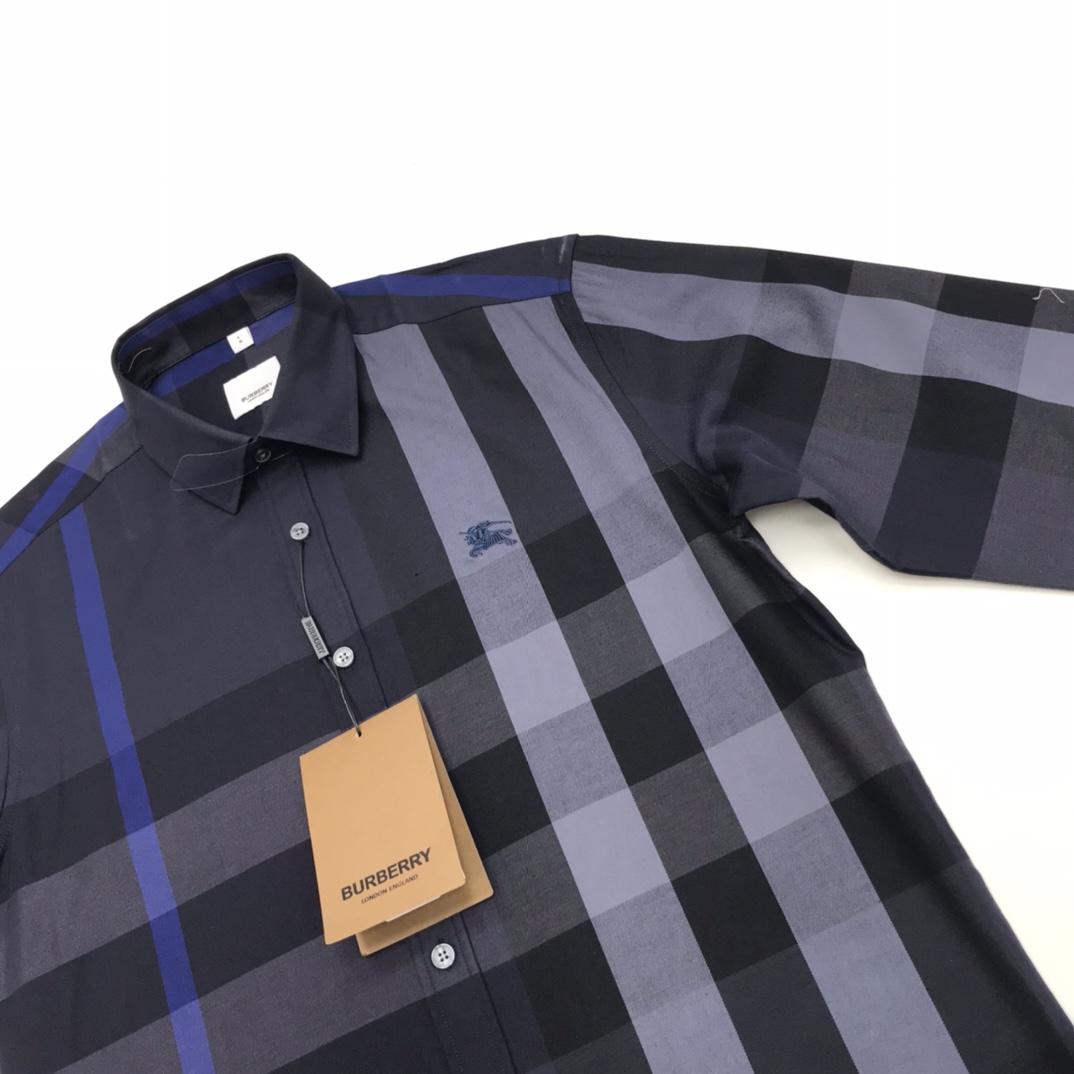 Luxury Blue Long-Sleeve Shirt with Premium Fabric and Laser-Cut Details - 图片 5