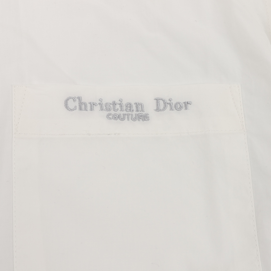 220 DIOR/迪奥 口袋字母刺绣签名棉府绸长袖衬衫