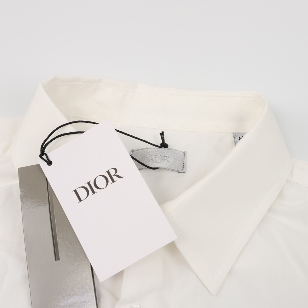 220 DIOR/迪奥 口袋字母刺绣签名棉府绸长袖衬衫