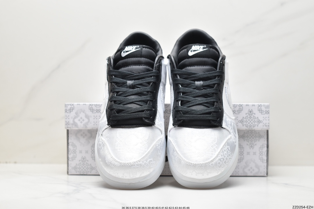 250 Fragment Design x Clot x Nike SB Dunk Low"20th Anniversary/White Silk"扣篮FN0315-110