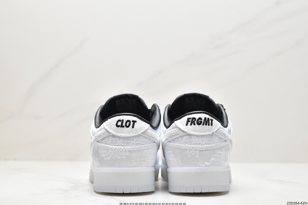 250 Fragment Design x Clot x Nike SB Dunk Low"20th Anniversary/White Silk"扣篮FN0315-110