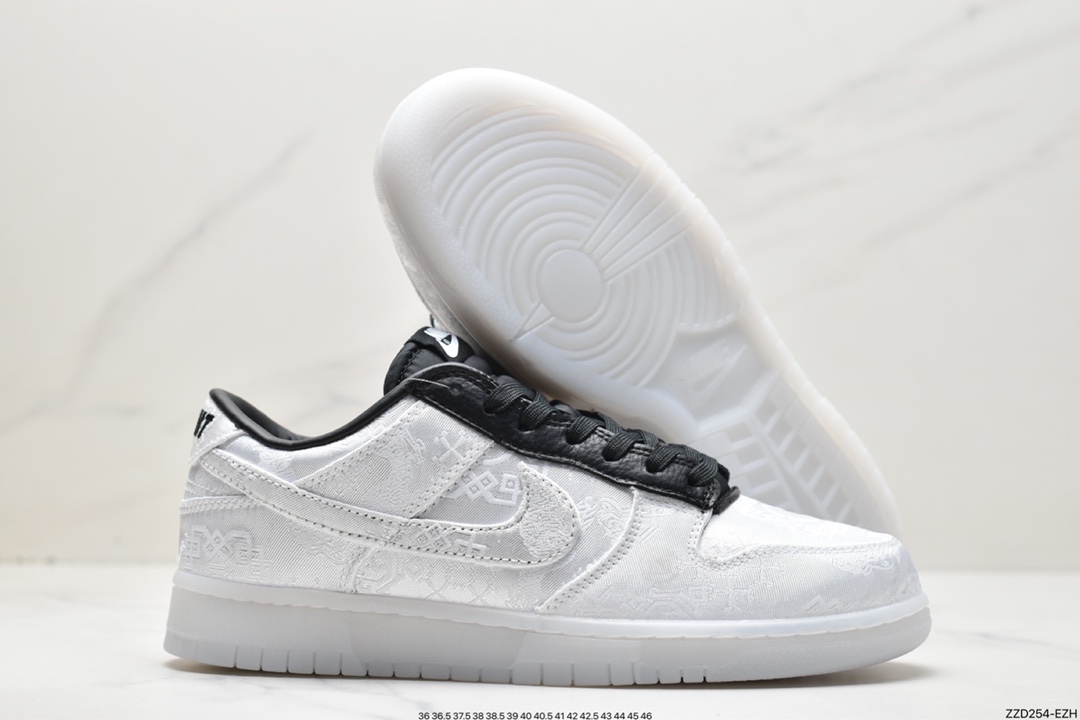 250 Fragment Design x Clot x Nike SB Dunk Low"20th Anniversary/White Silk"扣篮FN0315-110