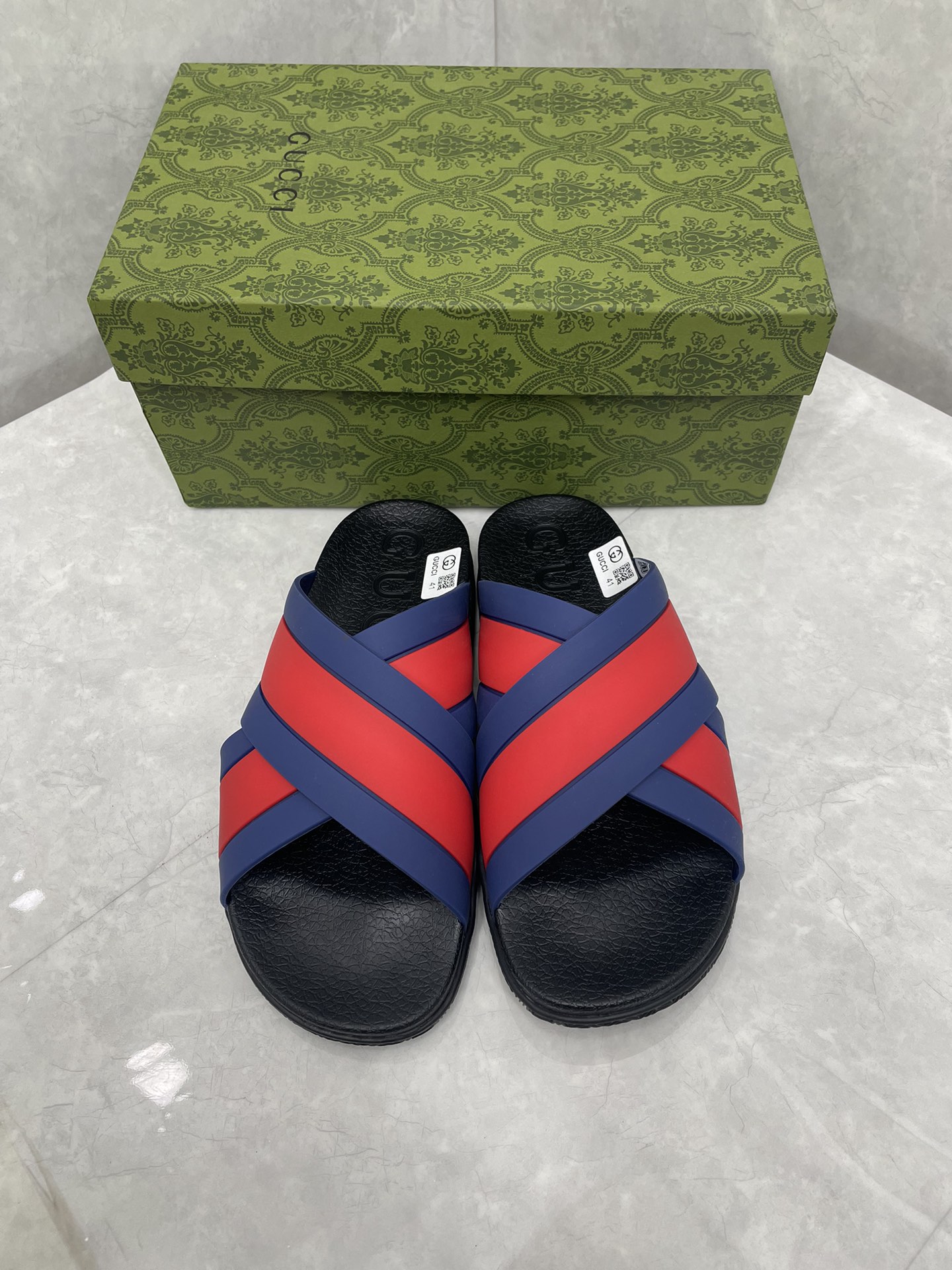 Gucci Shoes Sandals Slippers Green Red Unisex Rubber Sweatpants