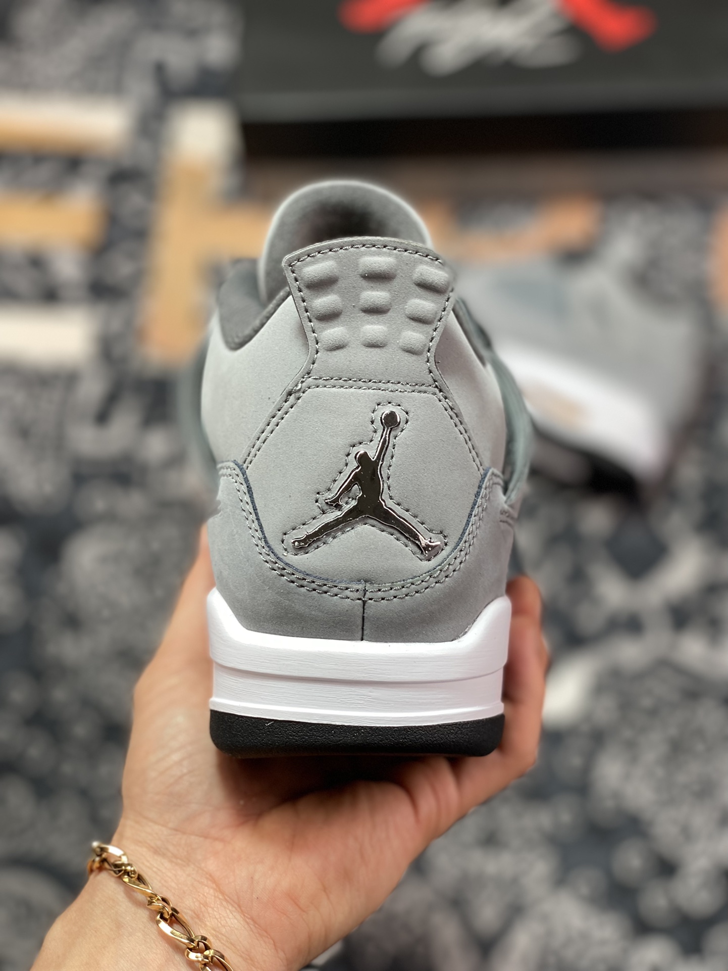 aj4 generation mid-top retro casual sports culture basketball shoes ”Cool Gray Gray Mouse” 308497-007