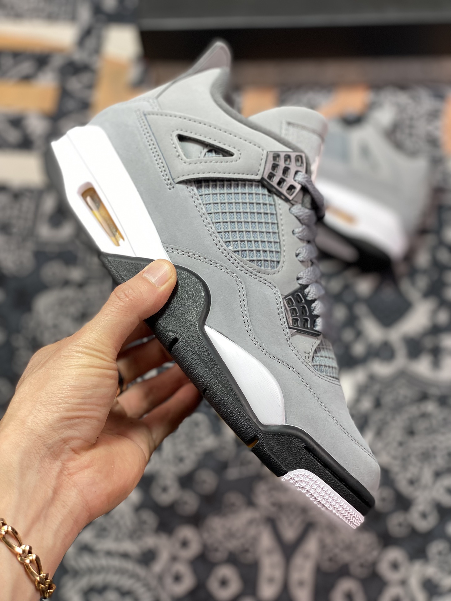 aj4 generation mid-top retro casual sports culture basketball shoes ”Cool Gray Gray Mouse” 308497-007