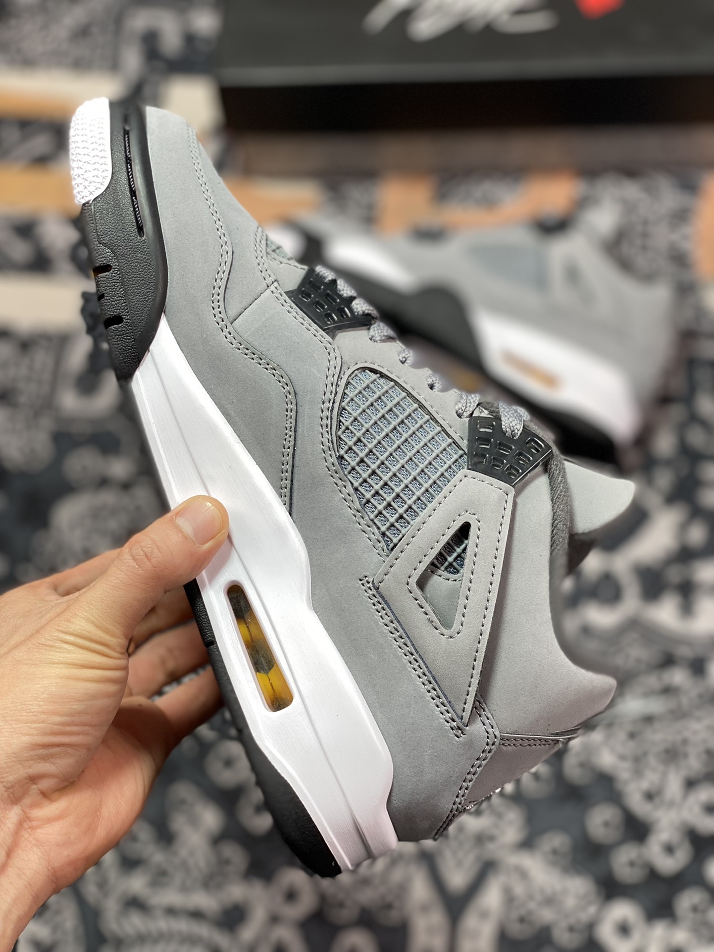 aj4 generation mid-top retro casual sports culture basketball shoes ”Cool Gray Gray Mouse” 308497-007