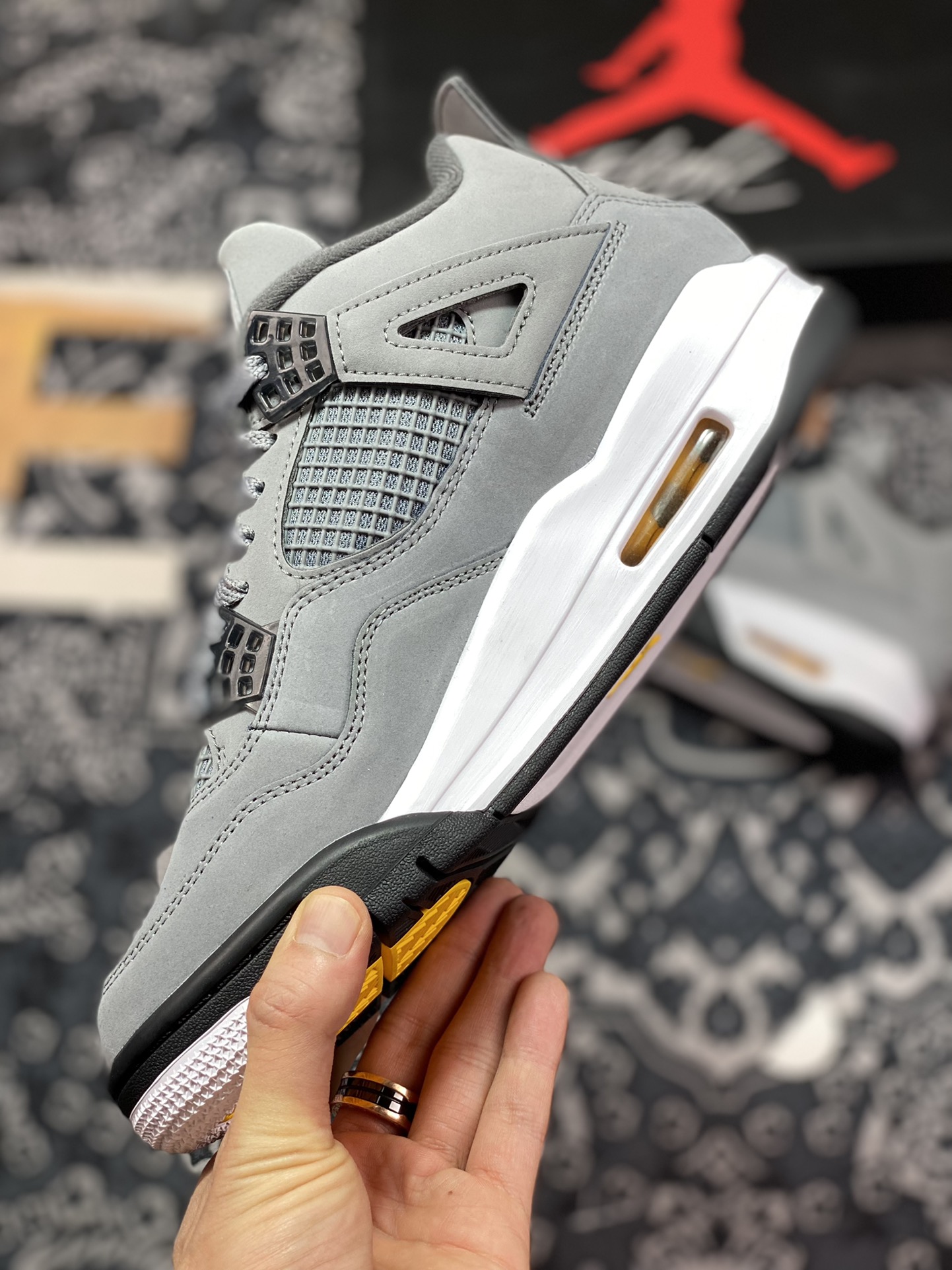 aj4 generation mid-top retro casual sports culture basketball shoes ”Cool Gray Gray Mouse” 308497-007