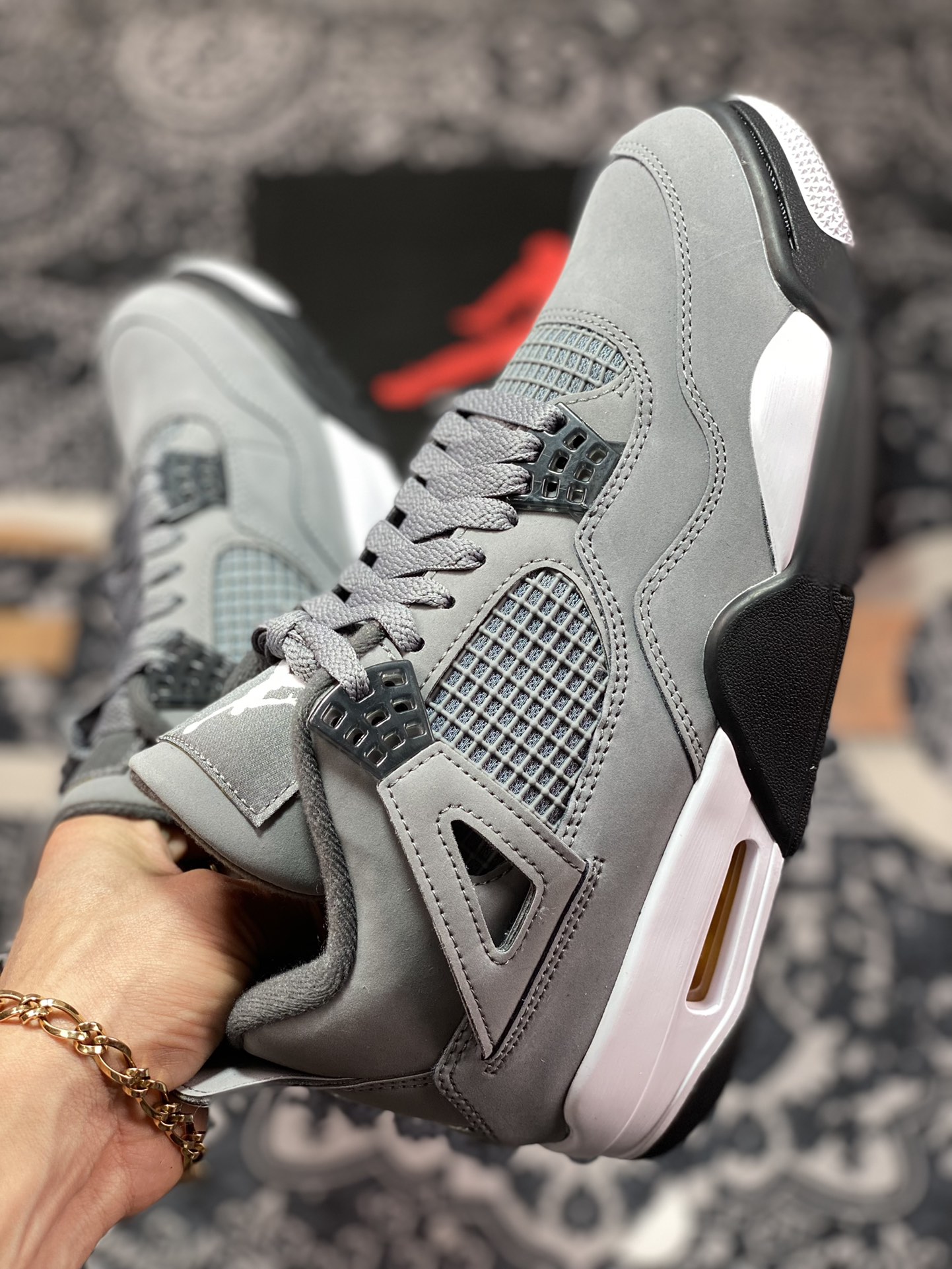 aj4 generation mid-top retro casual sports culture basketball shoes ”Cool Gray Gray Mouse” 308497-007