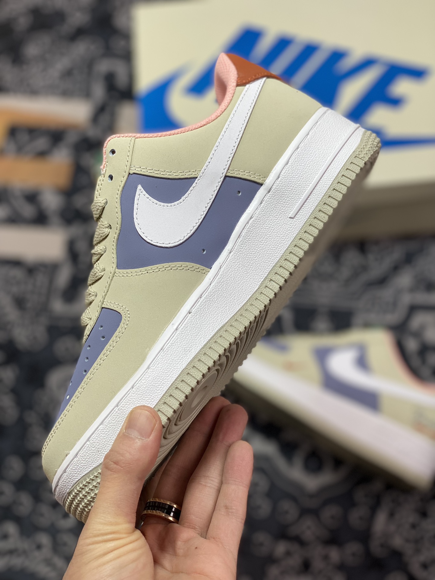 Nike Air Force 1 07 Low ”GUCCI” Air Force 1 Series ”Color Matching Beige Gray Purple Blue White Old Orange Hook” 315115-009