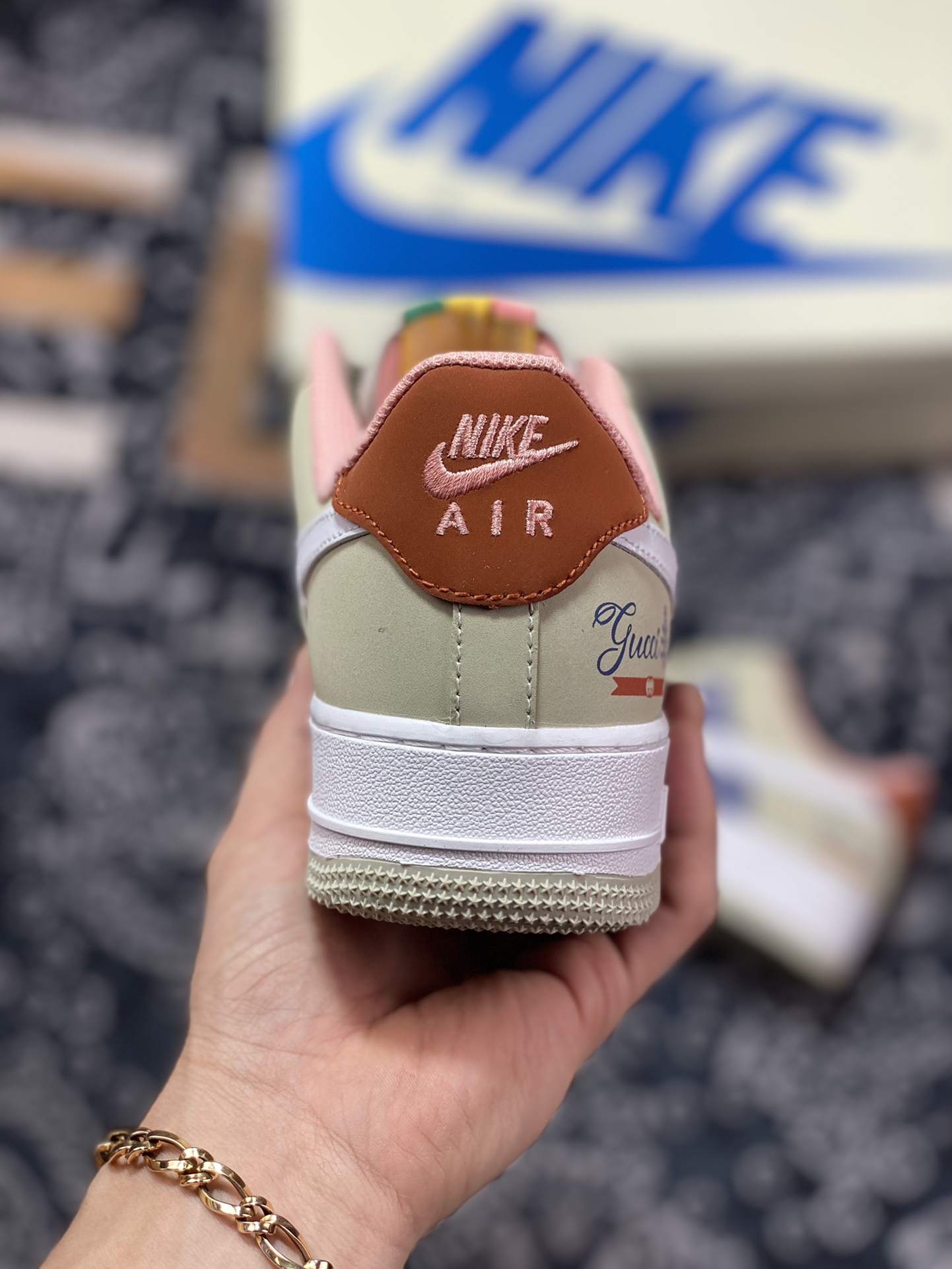 Nike Air Force 1 07 Low ”GUCCI” Air Force 1 Series ”Color Matching Beige Gray Purple Blue White Old Orange Hook” 315115-009