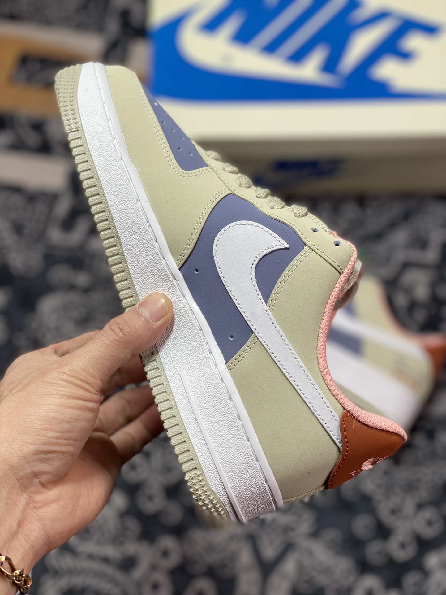 Nike Air Force 1 07 Low ”GUCCI” Air Force 1 Series ”Color Matching Beige Gray Purple Blue White Old Orange Hook” 315115-009