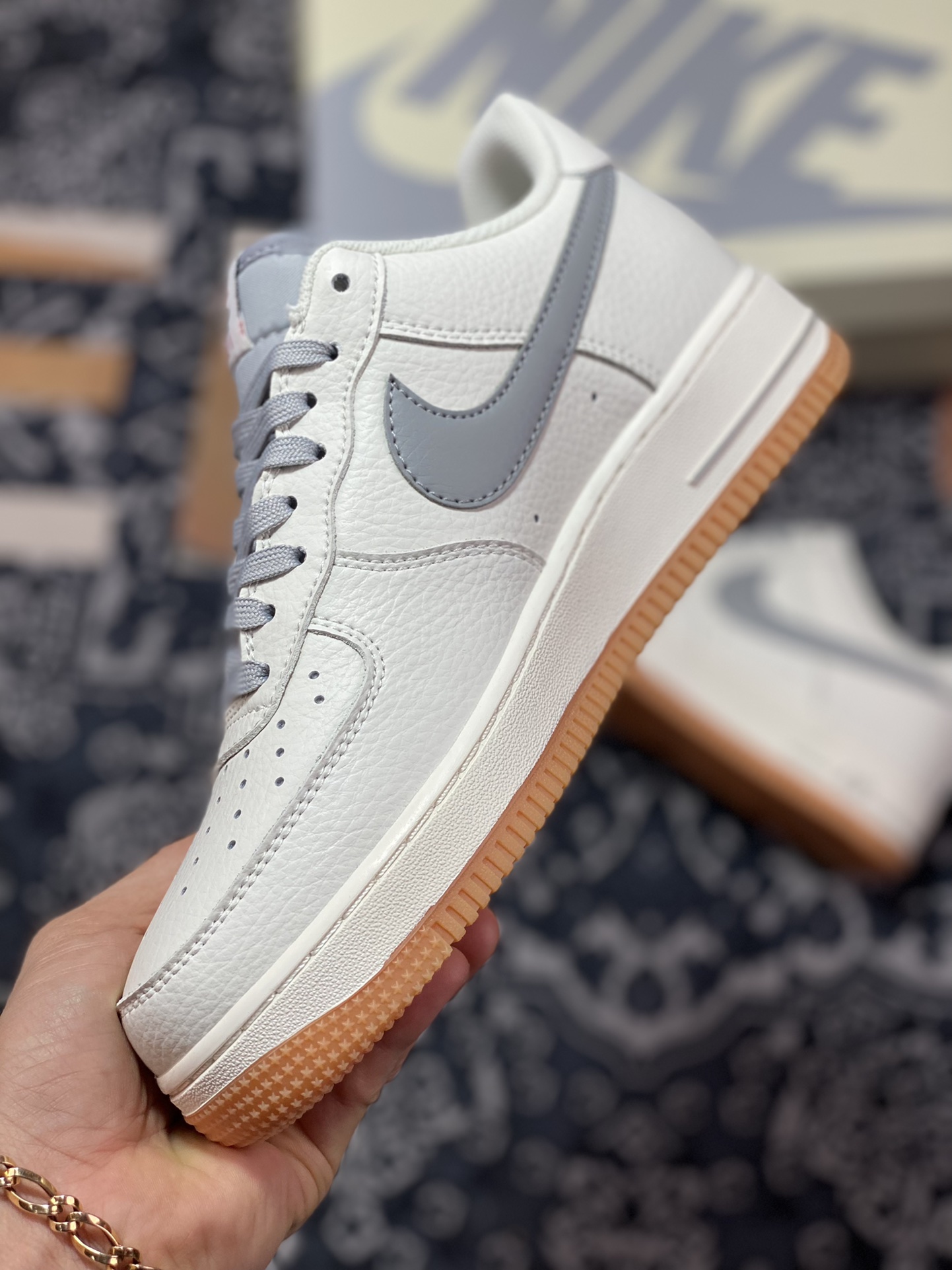 240 Nike Air Force 1’07 Low”Milky White/Grey/Gum”空军一号经典低帮“皮革奶白灰生胶底”ML2022-115