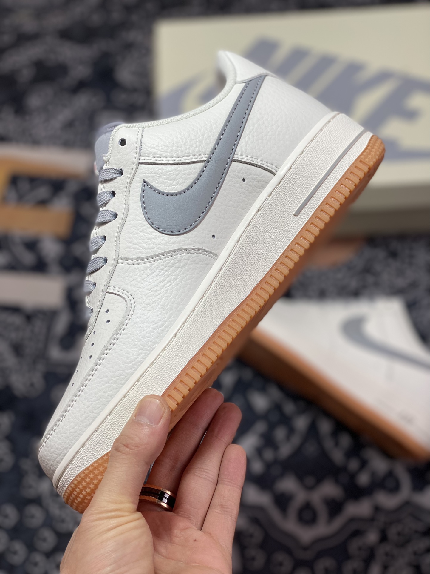 240 Nike Air Force 1’07 Low”Milky White/Grey/Gum”空军一号经典低帮“皮革奶白灰生胶底”ML2022-115