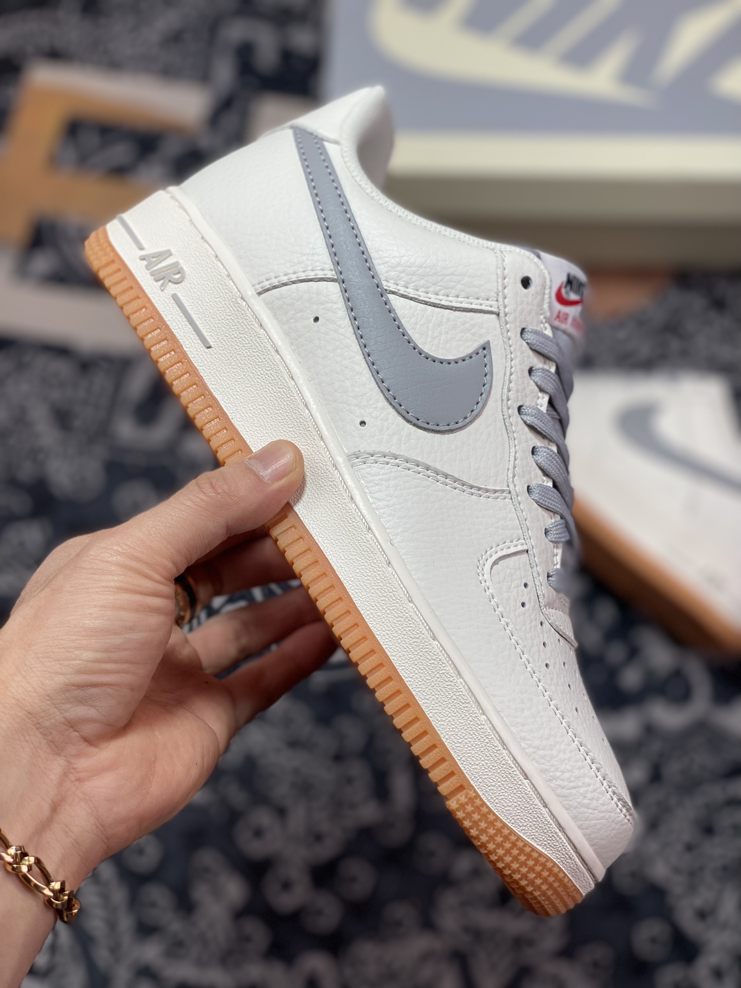 240 Nike Air Force 1’07 Low”Milky White/Grey/Gum”空军一号经典低帮“皮革奶白灰生胶底”ML2022-115