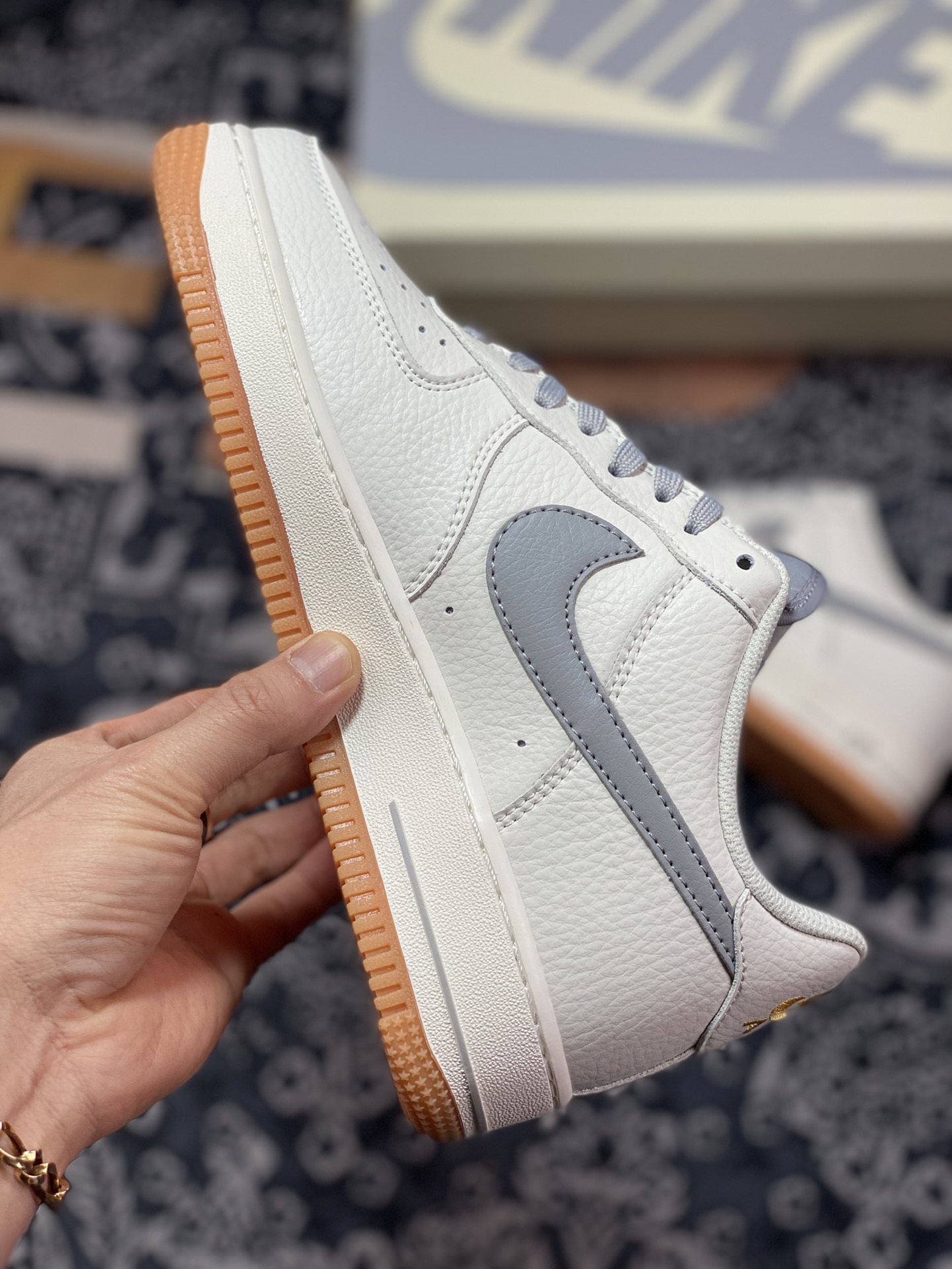 240 Nike Air Force 1’07 Low”Milky White/Grey/Gum”空军一号经典低帮“皮革奶白灰生胶底”ML2022-115