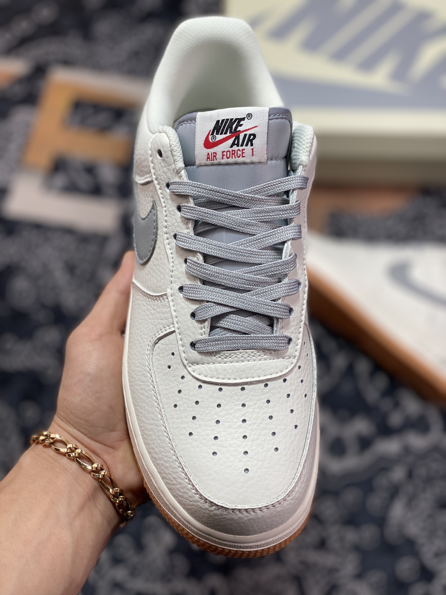 240 Nike Air Force 1’07 Low”Milky White/Grey/Gum”空军一号经典低帮“皮革奶白灰生胶底”ML2022-115