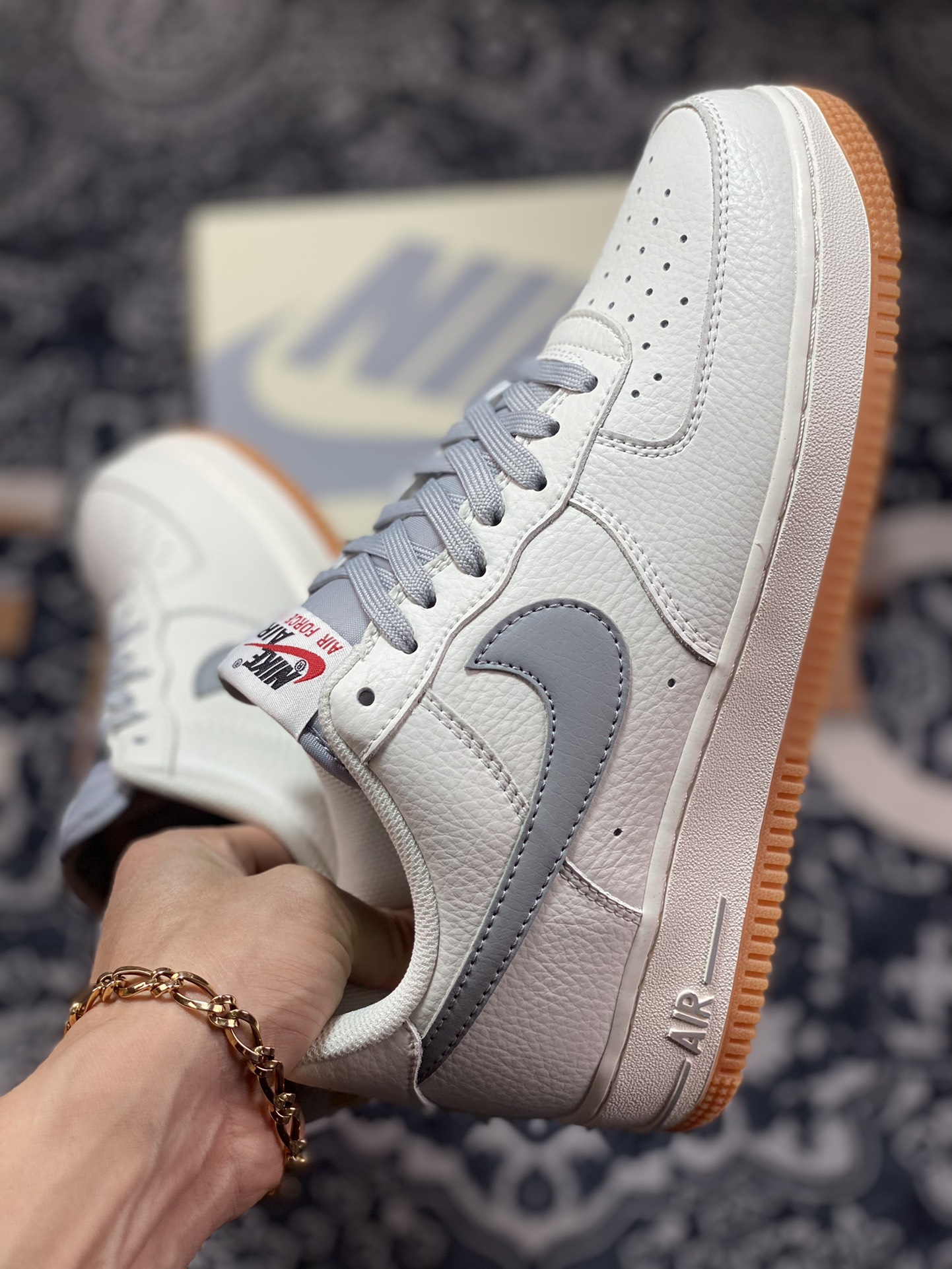 240 Nike Air Force 1’07 Low”Milky White/Grey/Gum”空军一号经典低帮“皮革奶白灰生胶底”ML2022-115