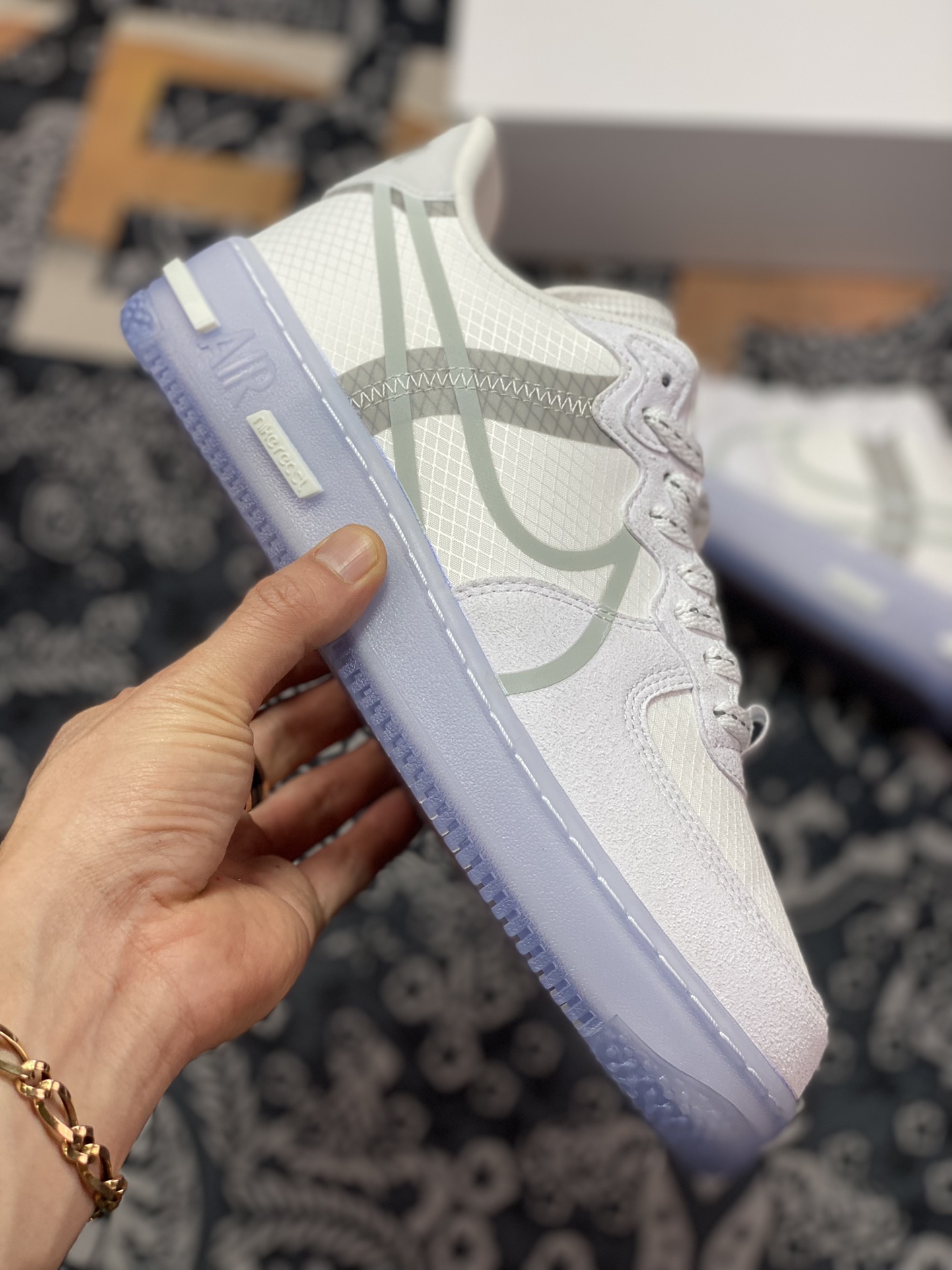 Nike Air Force 1 React QS Light Bone Ice Blue Air Force 1 CQ8879-100