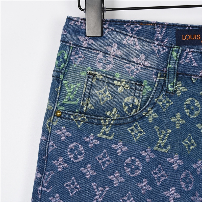 200 Louis Vuitton /路易威登 23ss 彩虹满印老花提花牛仔短裤