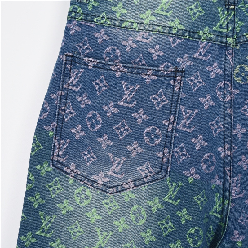 200 Louis Vuitton /路易威登 23ss 彩虹满印老花提花牛仔短裤