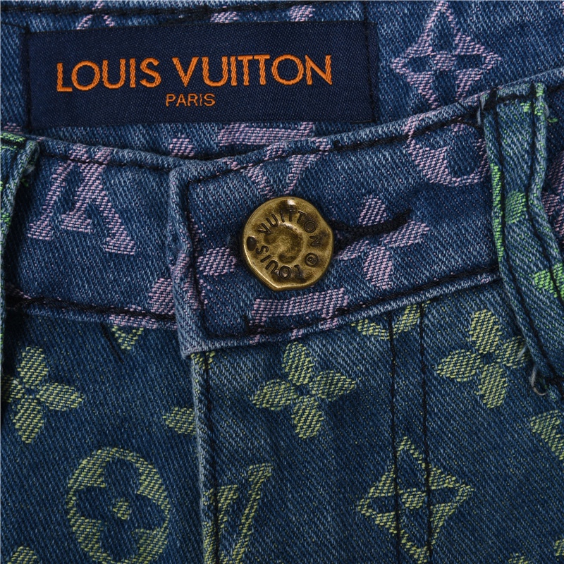 200 Louis Vuitton /路易威登 23ss 彩虹满印老花提花牛仔短裤