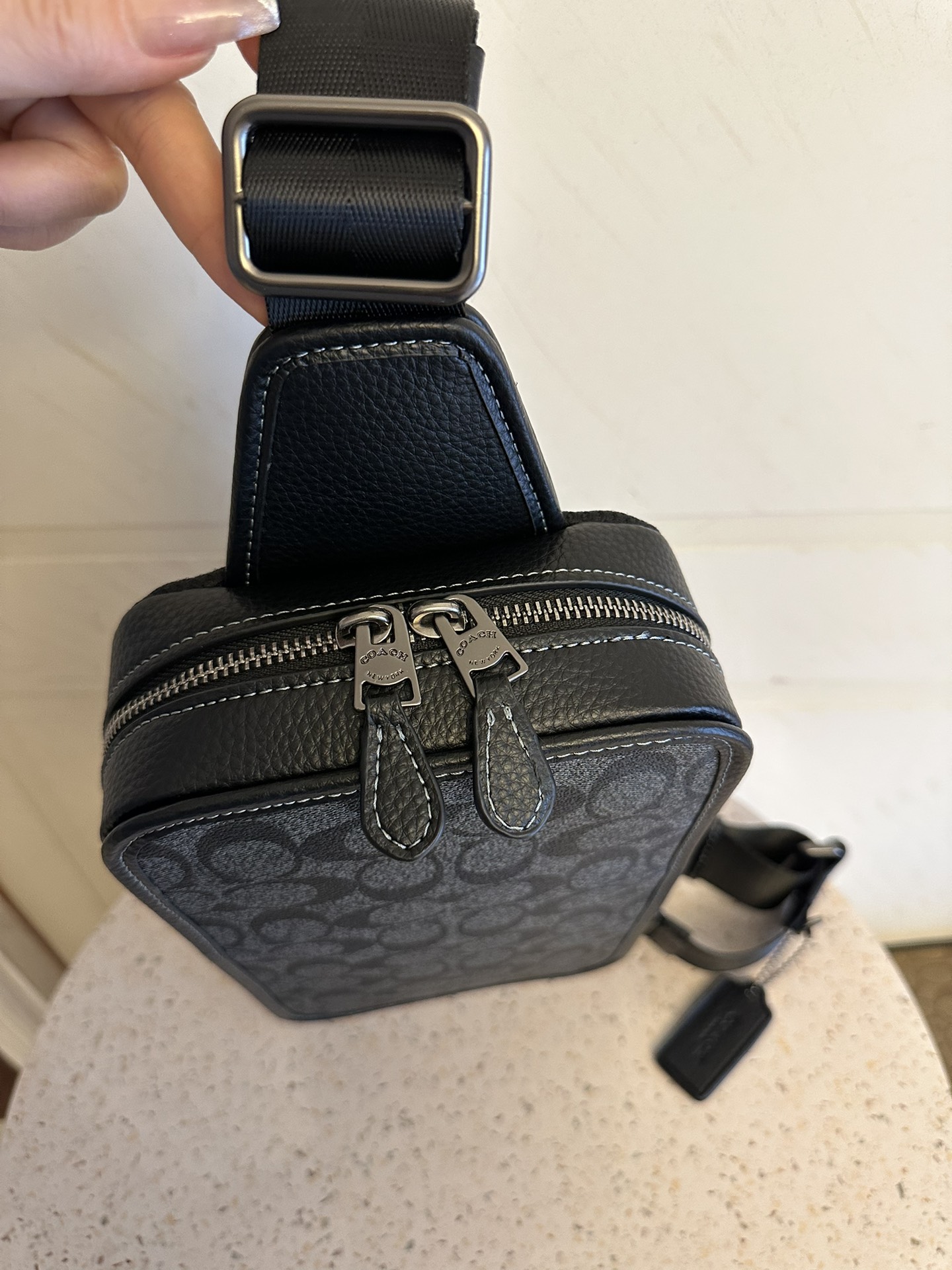Coach 新款COACH 蔻驰 C9867 CG993香布雷牛仔 TURNER竖款 男士 老花胸包斜挎包