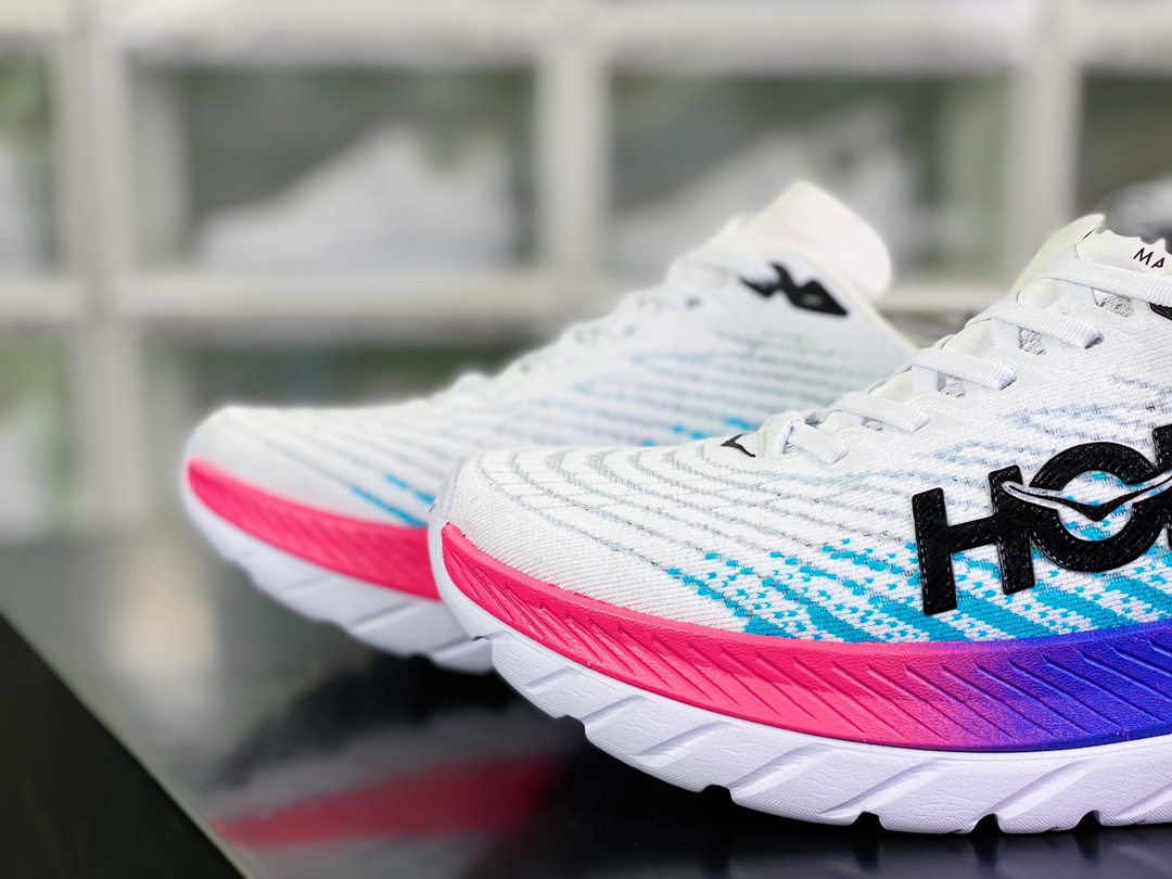 Men [HOKA] ONE ONE Bondi 8 Low series low-cut thick-soled jogging shoes ”Mesh White and Blue Pink” 1127893/ WSBB